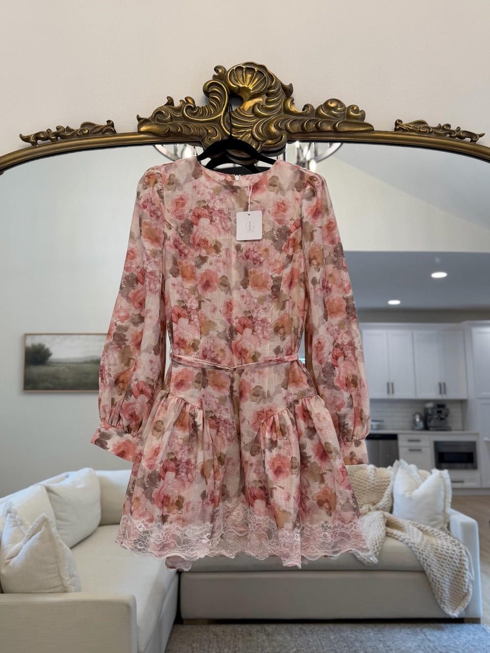 NWTVita grace Anna Romantic Floral Lace Mini Dress in Blush Pink - Picture 3 of 4